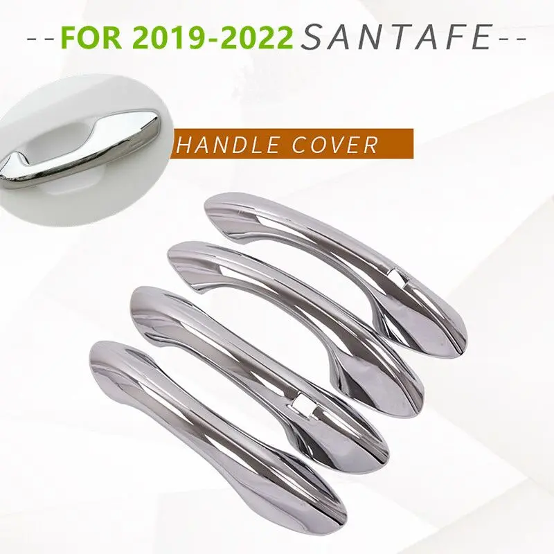 For Hyundai Santa fe Santafe 2019 2020 2021 2022 Chrome Car Door Handle Bowl Cover Decor Trim Sticker Styling Accessories