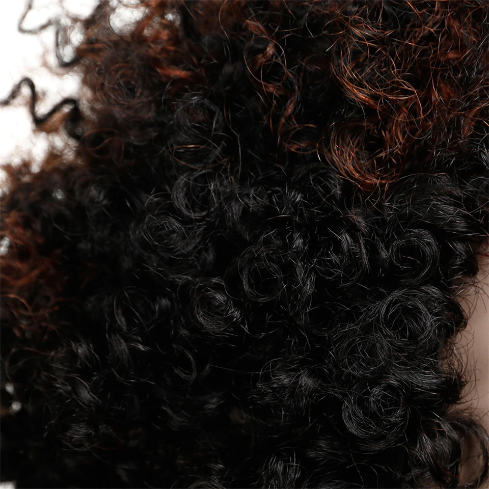 Peluca Afro rizada brasileña elegante, mechones cortos de Color Natural, hecha a máquina, pelucas de cabello Remy baratas para negro, F1B/33 #