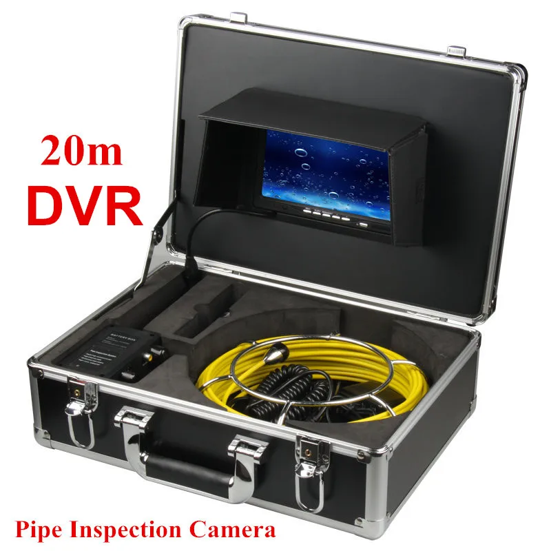 

20m Cable 23mm/17mm/ 6.5mm Pipe Inspection Camera IP68 Waterproof 7inch LCD Sewer Drain Endoscope System With DVR Video Recorder