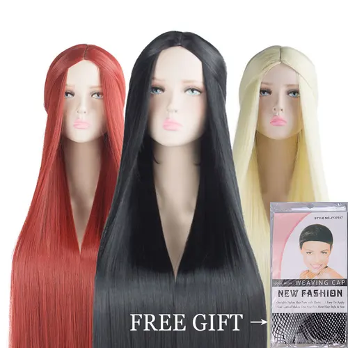 Imagen 2 del producto MUMUPI Cos peluca rubia azul rojo rosa gris púrpura pelo para pelucas de mujer largo recto cosplay sintético pelucas para mujeres