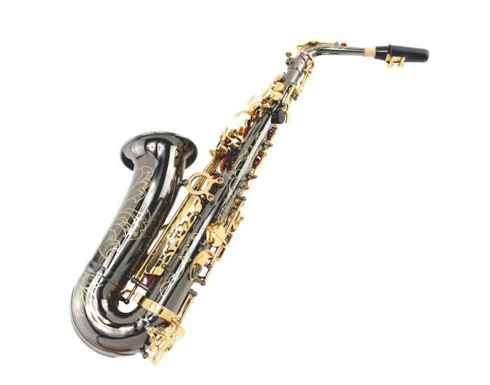 MARGEWATE Alto Eb Tune Brass Saxophone Black Nickel Plated Body Gold Lacquer Key Saxophone E Flat Musical Instrument with Case