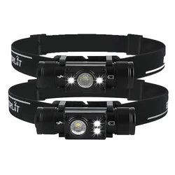 BORUiT-linterna frontal LED recargable tipo C, 7 modos, potente, impermeable, 18650, para caza y Camping