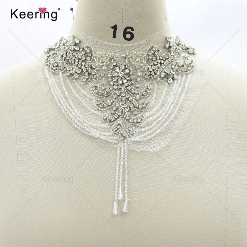 

Rhinestone Applique Neckline for Wedding Dress, Bling Tassel, New Arrival, WDP-371