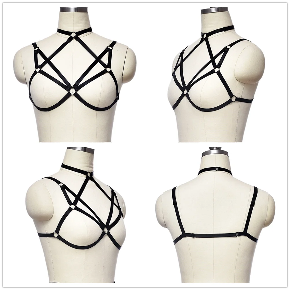 

Cosplay Cage Bra Women Fetish Handmade Sexy Body Harness Lingerie Gothic Rave Adjustable Bondage Crop Top Harness Bra