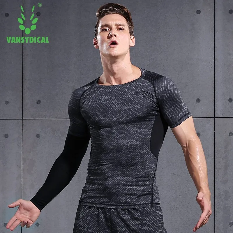 

Men Running T-shirt Sports Tees Long and Short Sleeve for Gym Fitness Workout Exercise Jogging Vansydical Sportswear