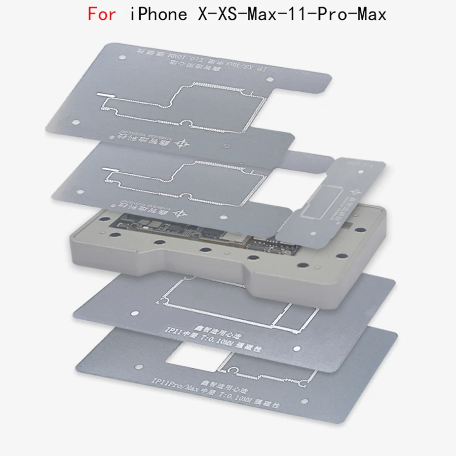 6IN1 بغا rebيعادل عدة استنسل اللوحة الإطار الأوسط زرع القصدير rebيعادل منصة آيفون x xs xsmax 11 11pro 11promax