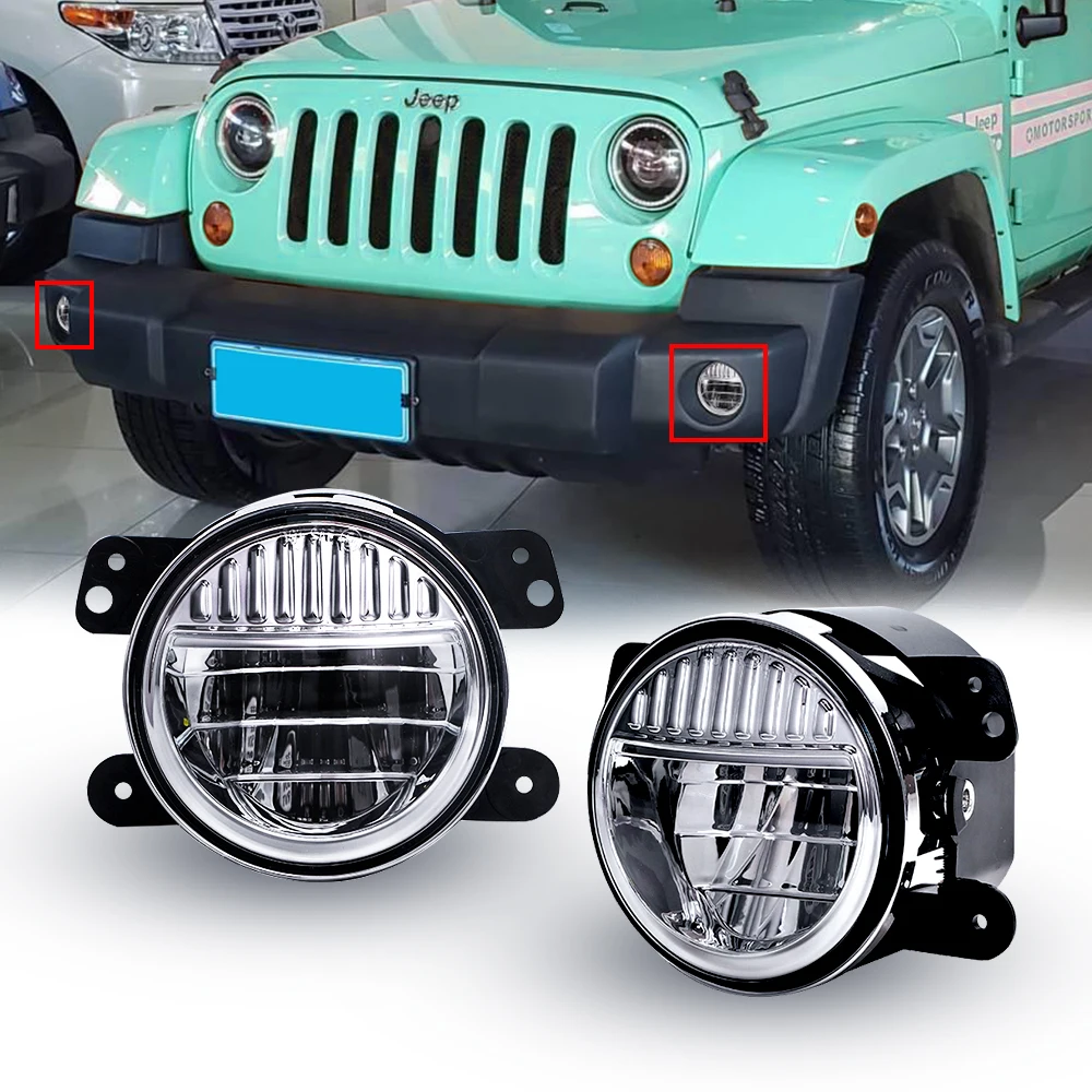 

1 Pair 30W 4inch LED Fog Light DRL Halo Ring Amber Signal Lamp for Jeep Wrangler Dodge Chrysler Front Bumper Lights