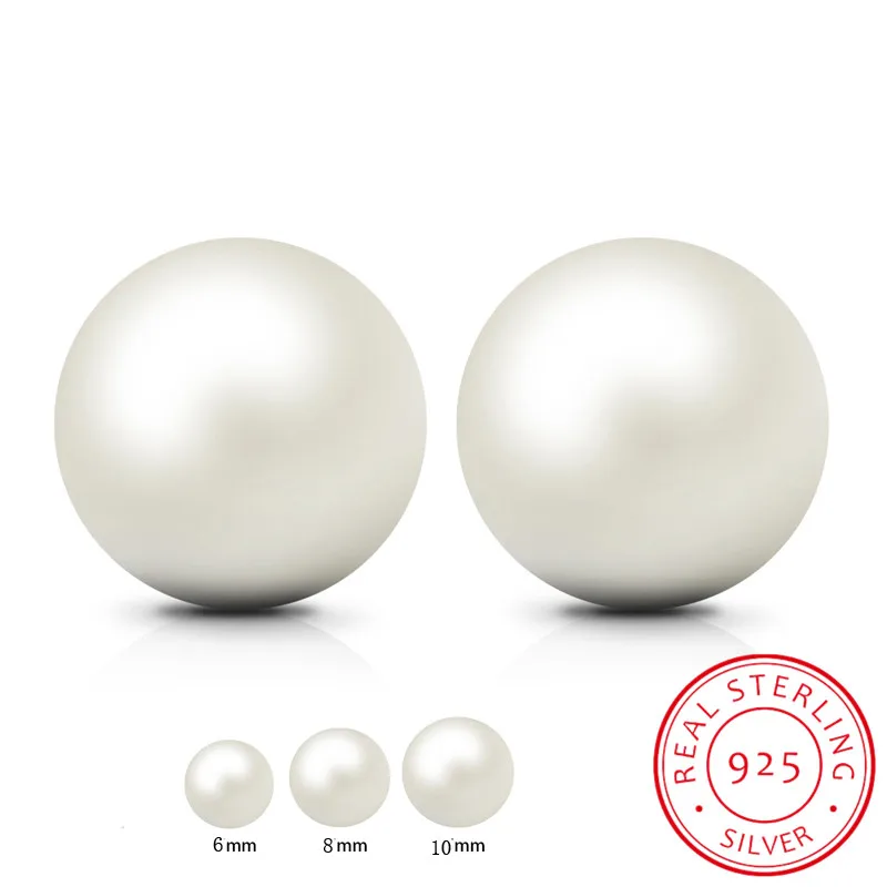 

LEKANI Freshwater Cultured Pearl Ball Stud Earrings 925 Sterling Silver Earrings for Women Korean Earings Fine Jewelry
