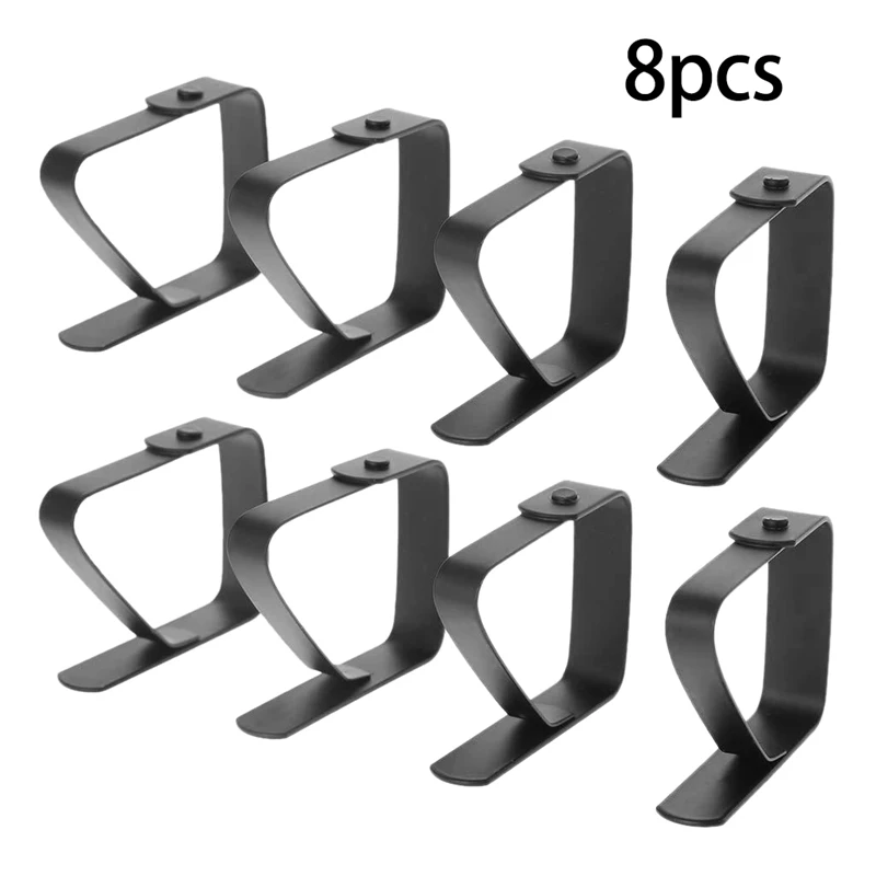 8 Pack Stainless Steel Tablecloth Clips Black Picnic Tablecloth Clips Adjustable Anti-Skid Fixed Clip Table Cloth Holder