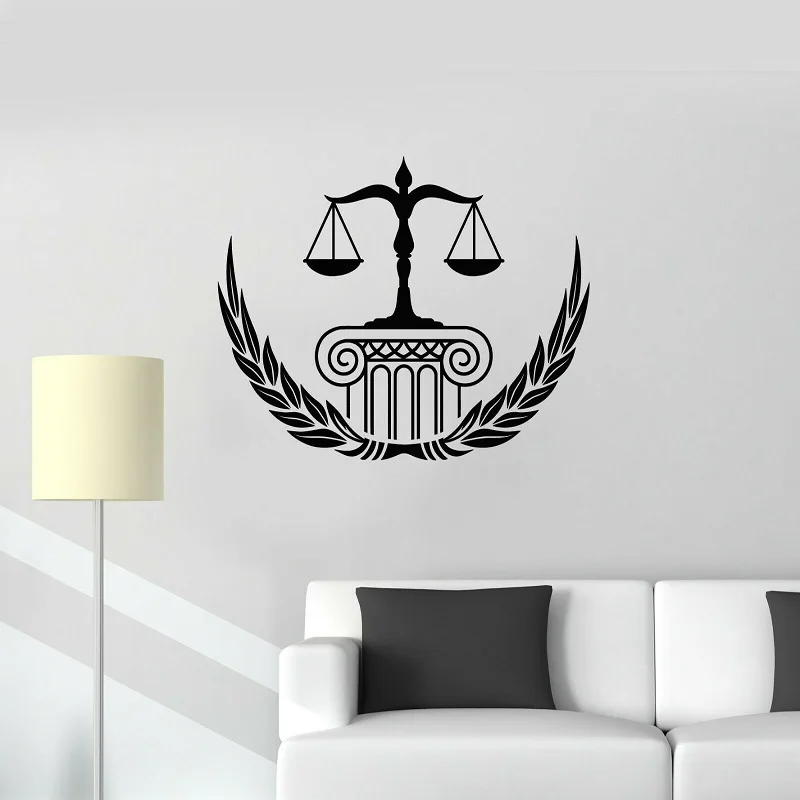 Law firm court scales justice legislation vinyl wall decal court office home creative art decoration sticker mural  BG39