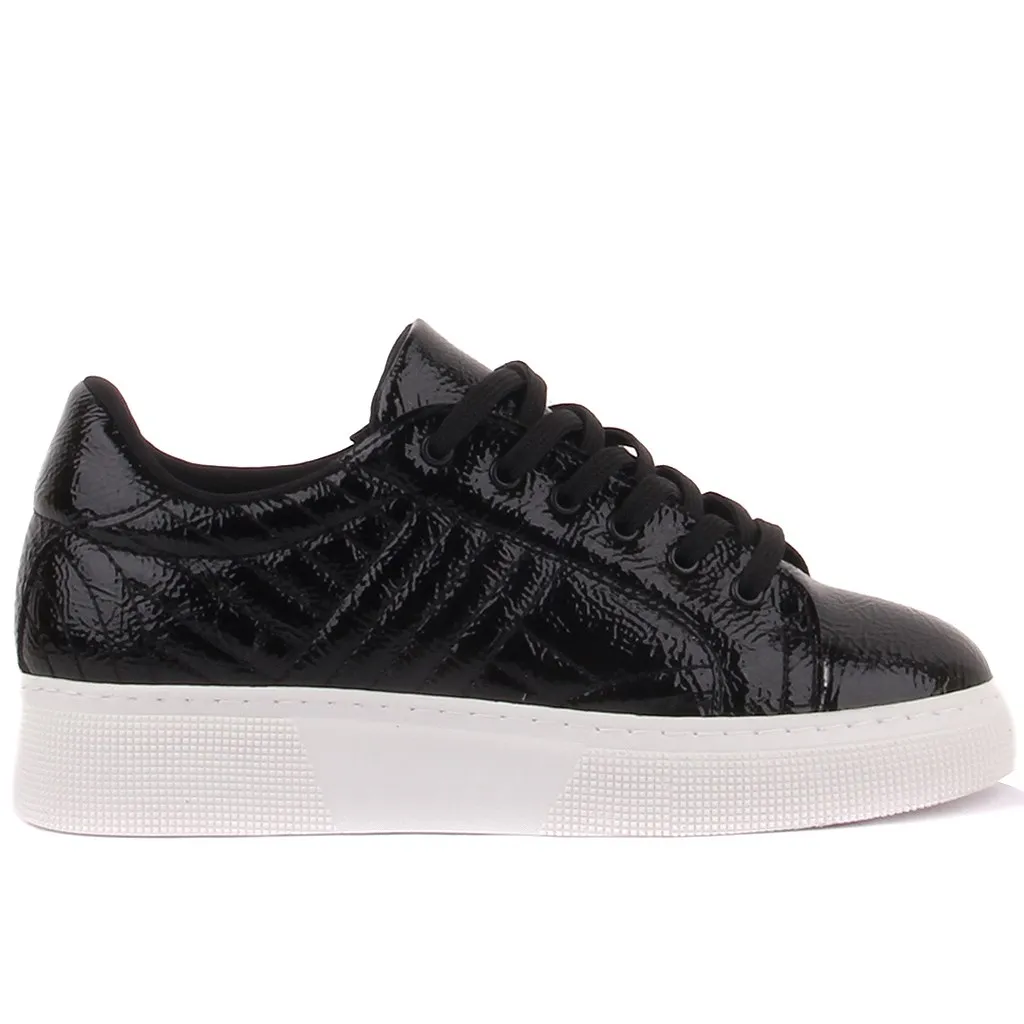 Black Bright Color Lace-Up Women 'S Sneaker