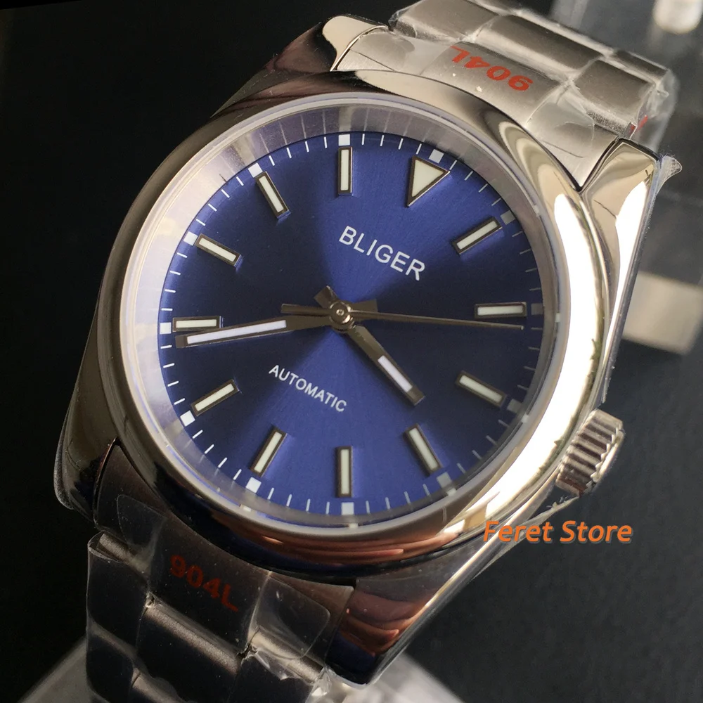 

BLIGER 36mm/39mm Blue Dial Sapphire Crystal Polished Japan NH35 MIYOTA 8215 PT5000 Automatic Men Watch Movement Green Luminous