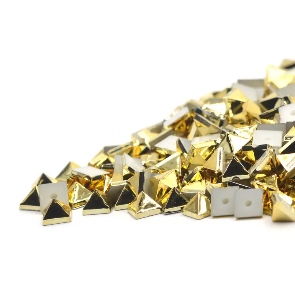 KALASO 100Sets Gold Plated Acrylic Pyramid Square Punk Studs Rivets Spikes for Shoes Bag Garment Decoration 6mm