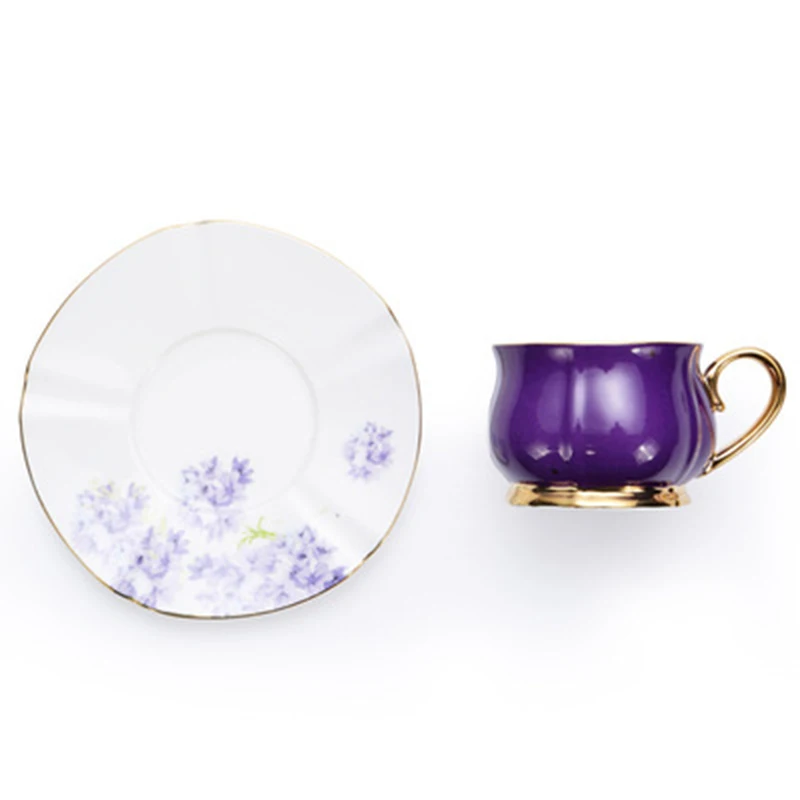 Bone China Coffee Cup Exquisite Couple Cup Pink Purple Cup Saucer 2 Cup Saucer Coffee Set Tea Set