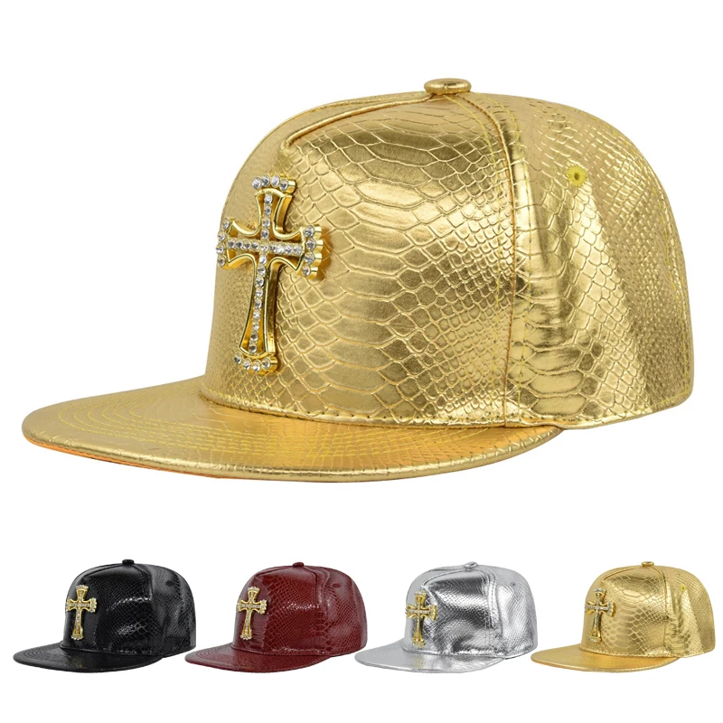 Hip-hop cap The cross Jesus metal label Fashion Break dancing Street dance Flat brim hat cap Hip Hop Fitted Cap Youth tide cap