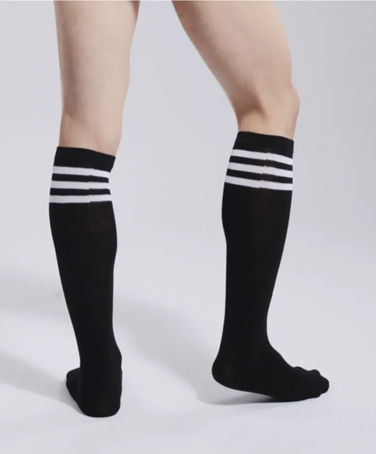 Unisex Men Socks Black White Striped Sport Socks Comfortable Cotton Striped Socks Black Men\'s Socks