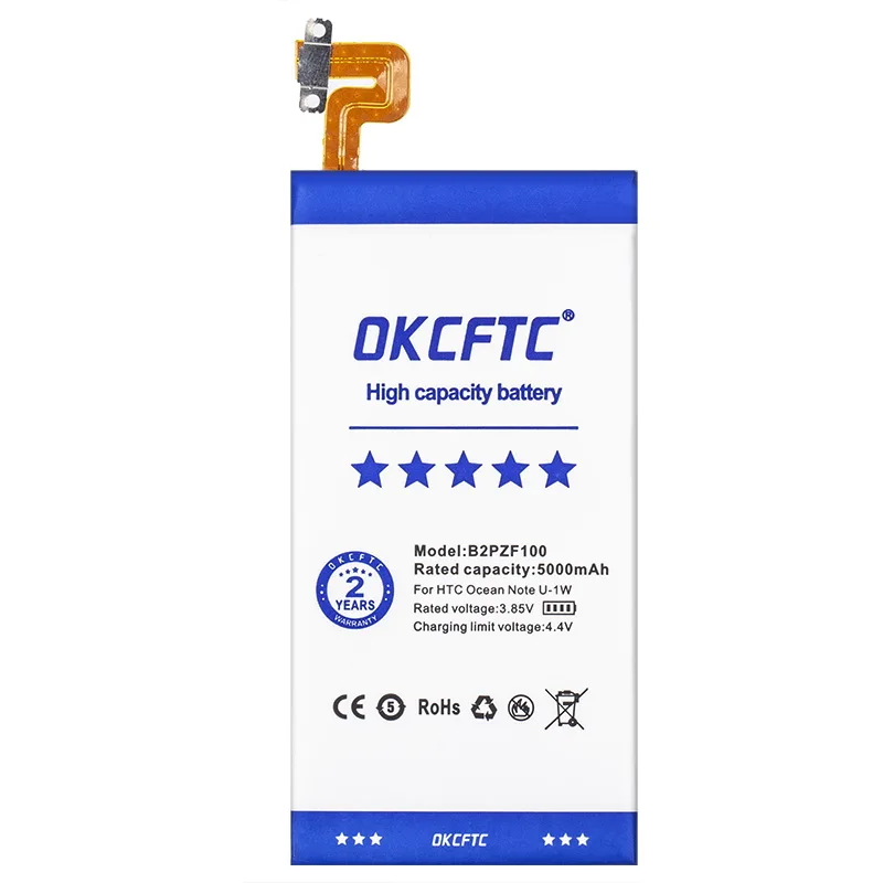 OKCFTC 5000mAh B2PZF100 Battery For HTC Ocean Note U-1w U Ultra U-1u