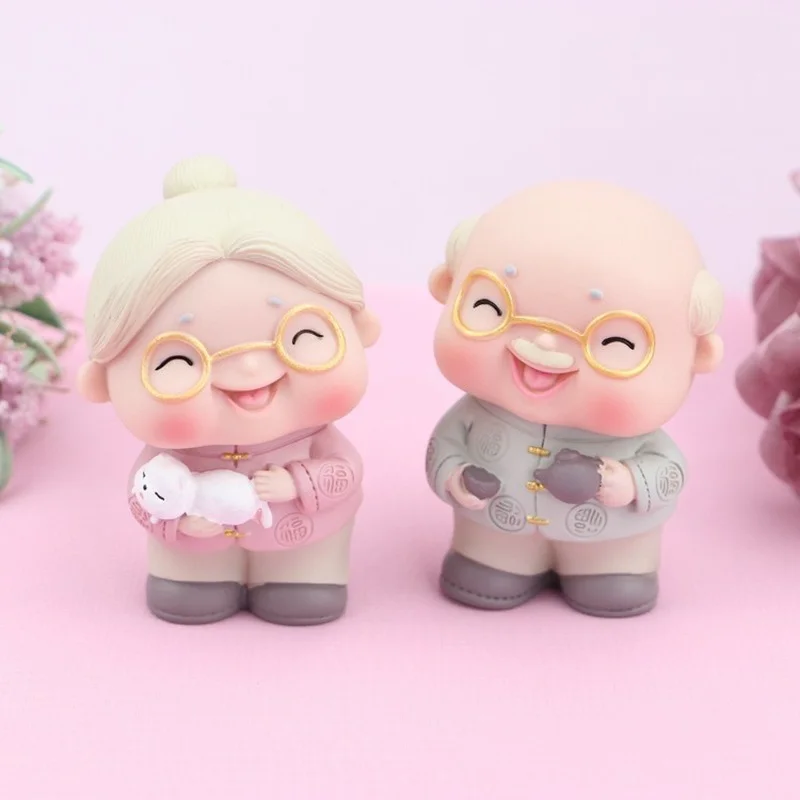 Cute Old Couple Figurines,Grandma Grandpa Ornament,Mini Statue,Sculpture,Toys,Miniature,Birthday Gifts,Decor Decoration,Crafts