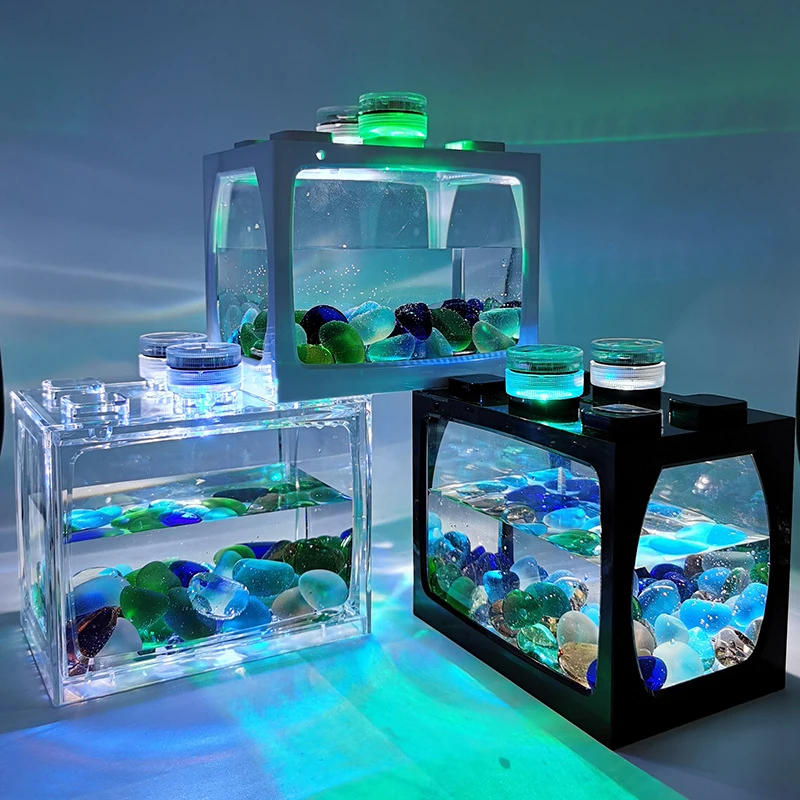 Desktop Aquarium Fish Tank With Light Battery Type Small Tank Aquarium Supplies office desktop decoration aquarium accessories