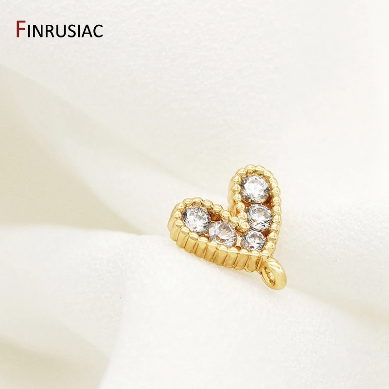 Hot Sale Korean Small And Charming Earrings Material With 14k Gold Plated Inlaid Zircon Love Earrings Accessories Wholesale