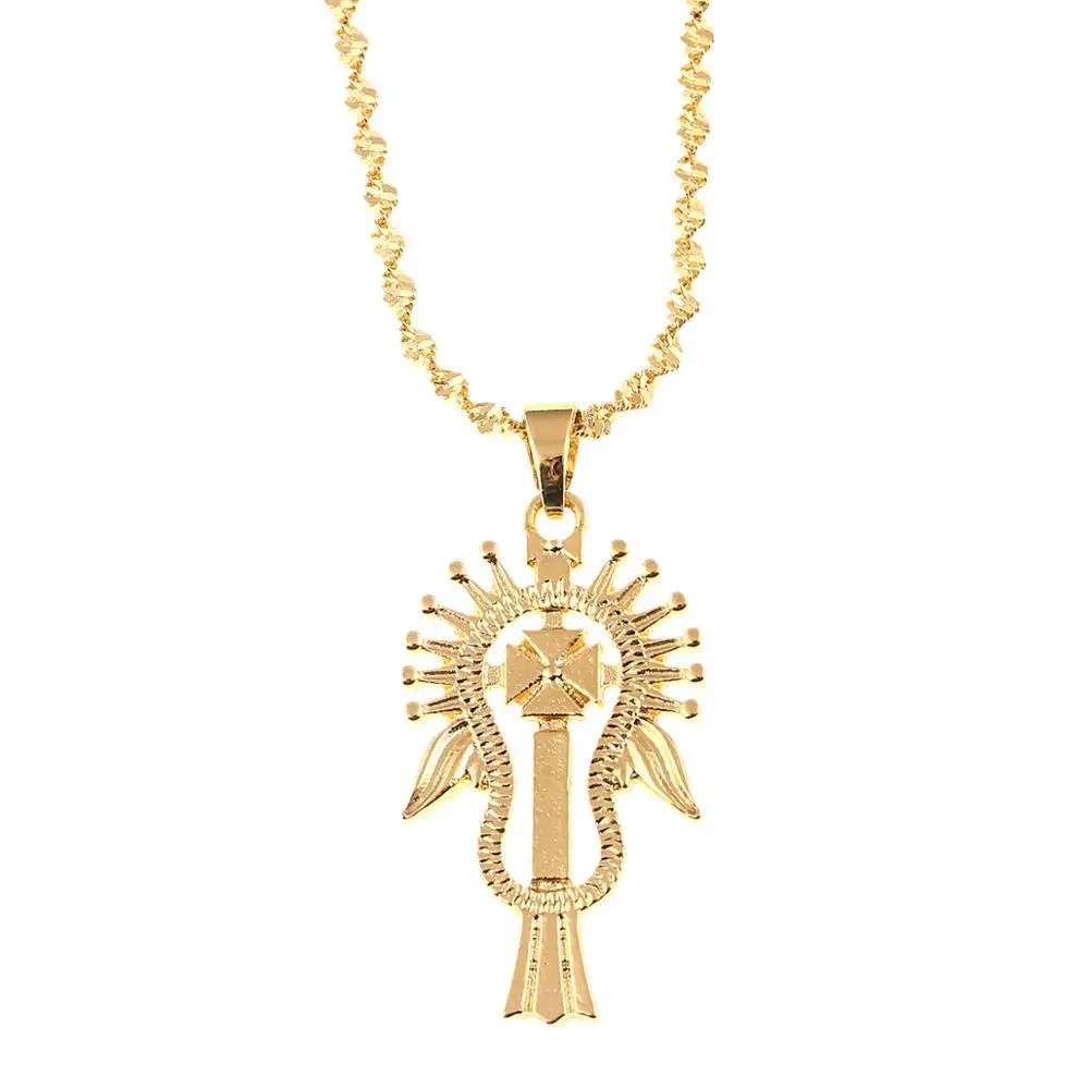 Ethiopian Gold Color Pendant Necklace for Women Men Judah Charms Ethnic African Jewelry Gifts