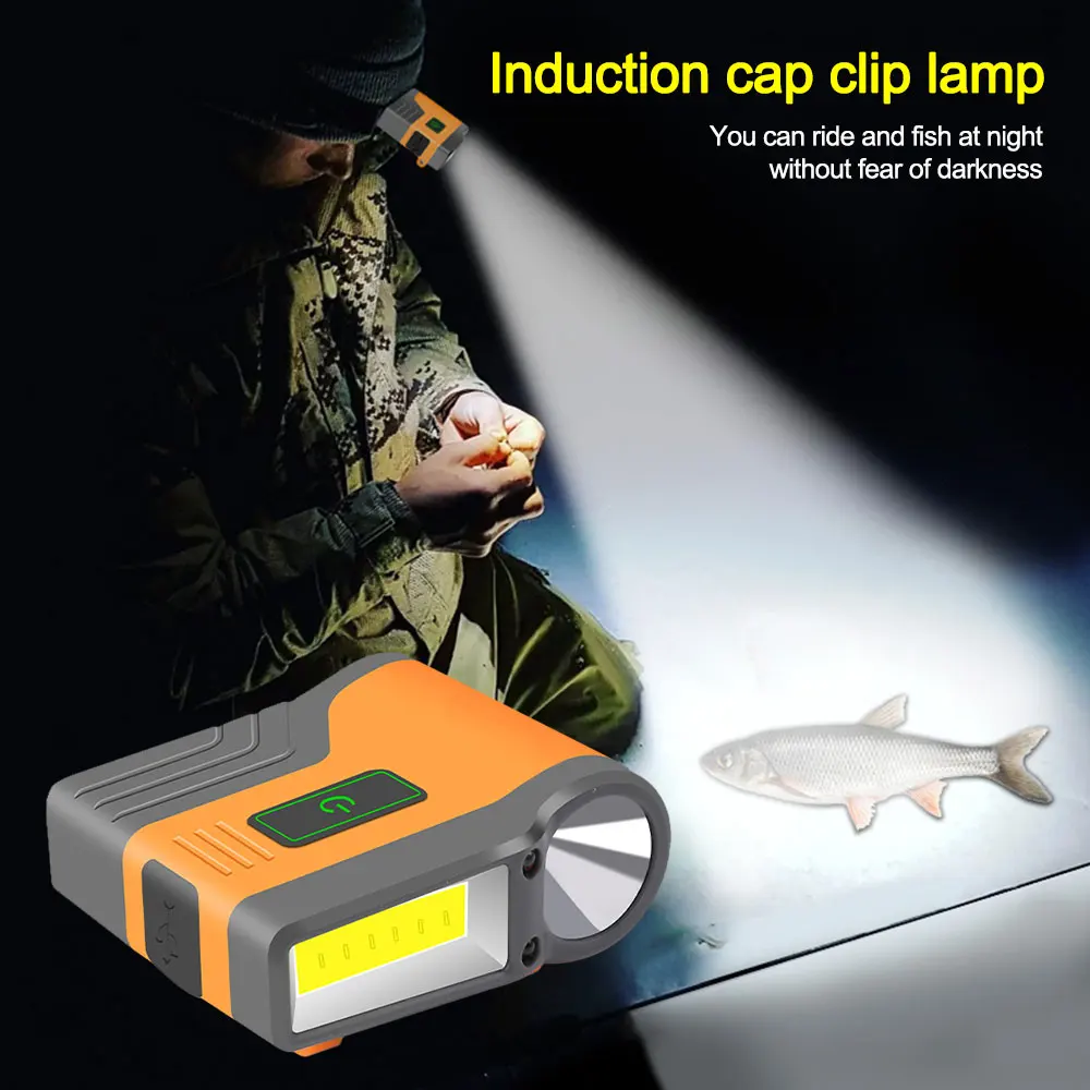 Induction Cap Clip Light USB Charging Flashlight 2200mAh COB Flood Light Head Light Waterproof Fishing Light Lantern CAMP Lamp