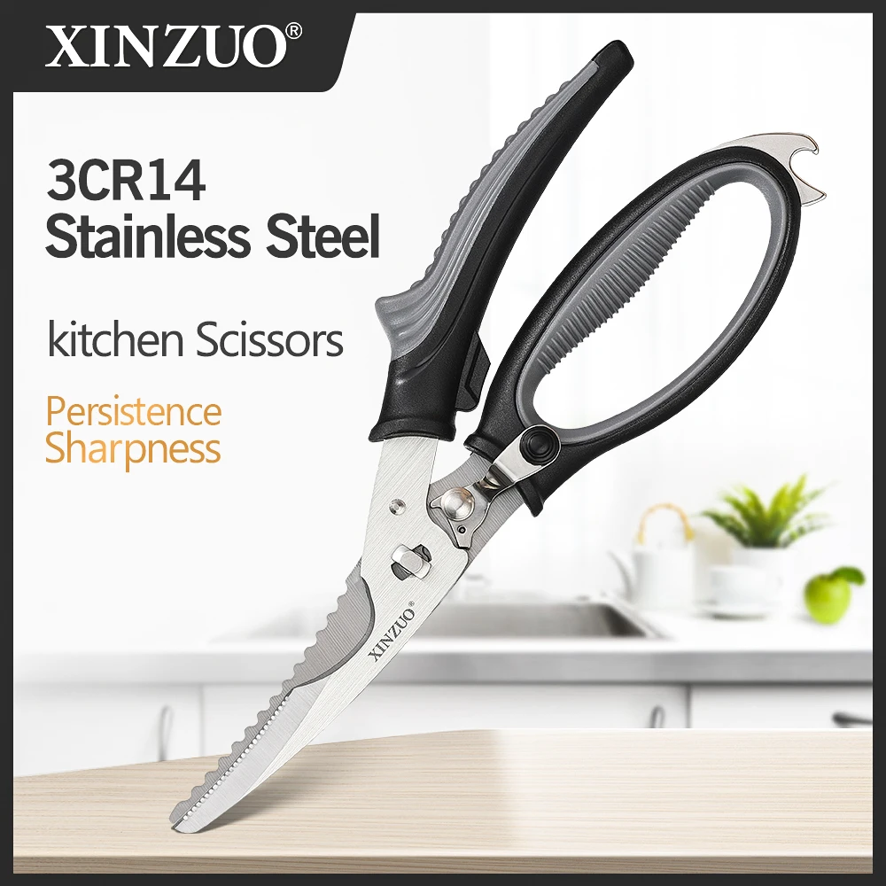 XINZUO Stainless Steel  Kitchen Scissors Shears Tool Barbecue Kitchen Supplies Bottle Opener Bone Cutter Cooking Tool