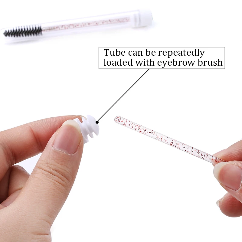 Reusable Eyebrow Brush Tube Eye Lash Brush Replaceable Mascara Wands Dust-proof Sparkling Diamond Eyelash Extension Makeup Tools