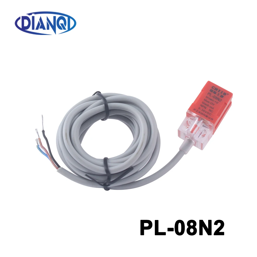 DIANQI PL-08N2 8mm sensing DC NPN NC Cube shell inductive Screen shield type proximity switch 17*17*35