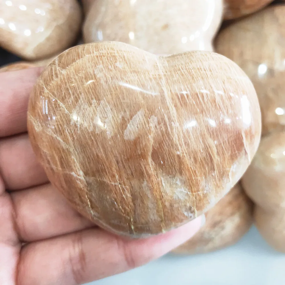 150-380g Crystal Heart Natural Orange moonstone Quartz hearts opal cardiac Shape Crystals Healing Gift