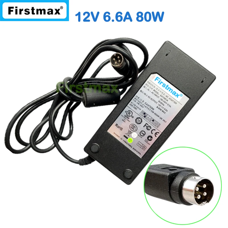 12V 6.6A 80W Power Supply for Posiflex POS JIVA  EA10953A 4PIN charger