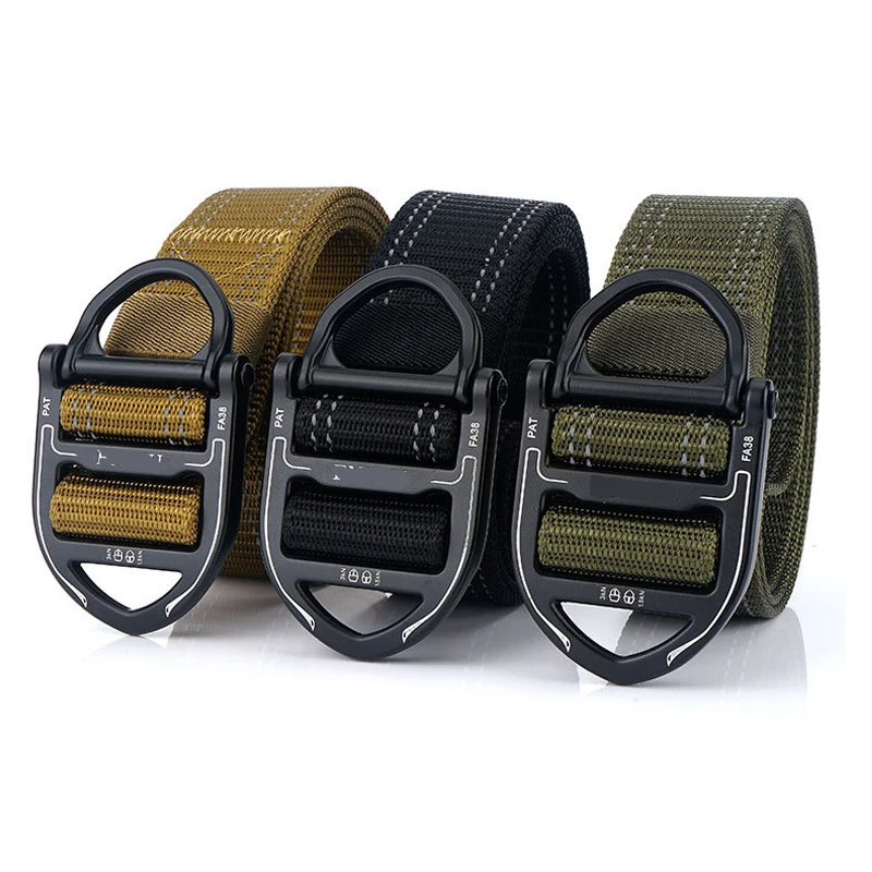 

New Military tactical alloy buckle nylon belt outdoor climbing safety Wearable, breathable fashion Conveient Quickjy Unlock belt