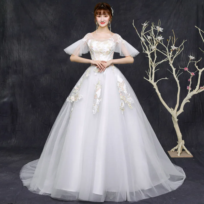 Sexy Wedding Dresses Bridage Ball Gowns Lace Up Wedding Dress Small Tail Dream Plus Size Bridal Trailing Dresses