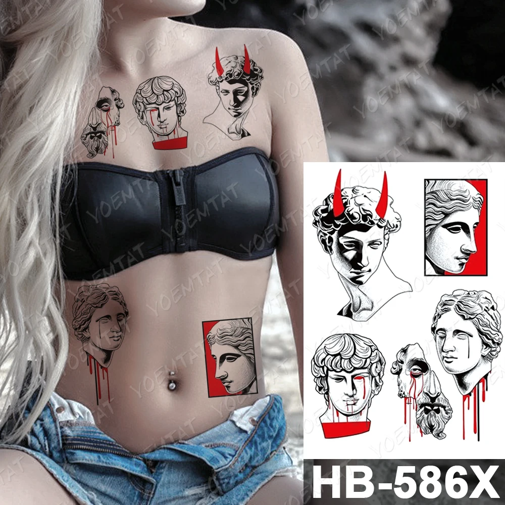 Waterproof Temporary Tattoo Sticker Heart Knife Gun Angel Old School Flash Tattoos Spider Lips Body Art Arm Fake Tatoo Women Men