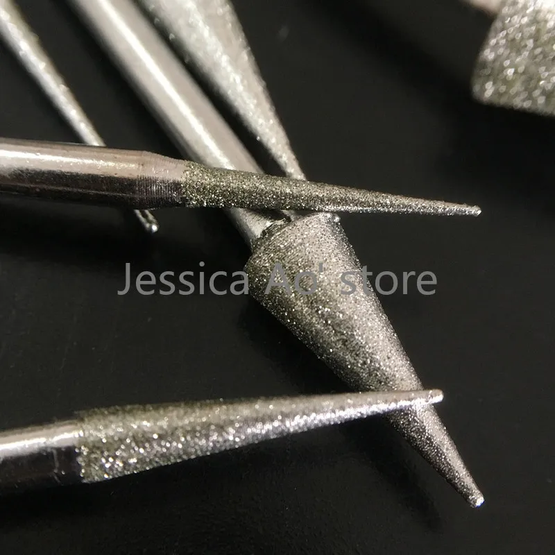 16pcs 1.5-10mm utensili abrasivi a forma di cono appuntito diamante e CBN testa di macinazione per mulino elettrico giada intaglio strumenti affilati