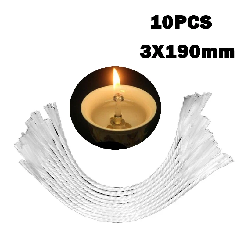 10 wicks 3*190mm white fiberglass wick, used for birthday candles, smokeless DIY oil lamps, candle making supplies, environmenta