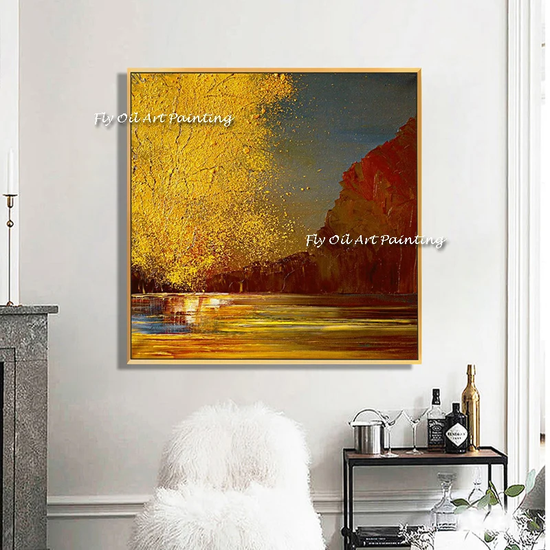 

The Handmade Oil Painting Sunrise View New Pictures for Living Room Home Nature Frameless Creative Decor Seascape Color Drawing