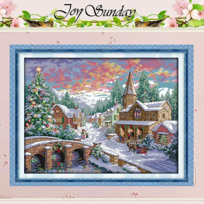 Snowscape Patterns Counted Cross Stitch Set DIY 11CT 14CT 16CT Stamped DMC Cross-stitch Kit Embroidery Needlework Home Decor