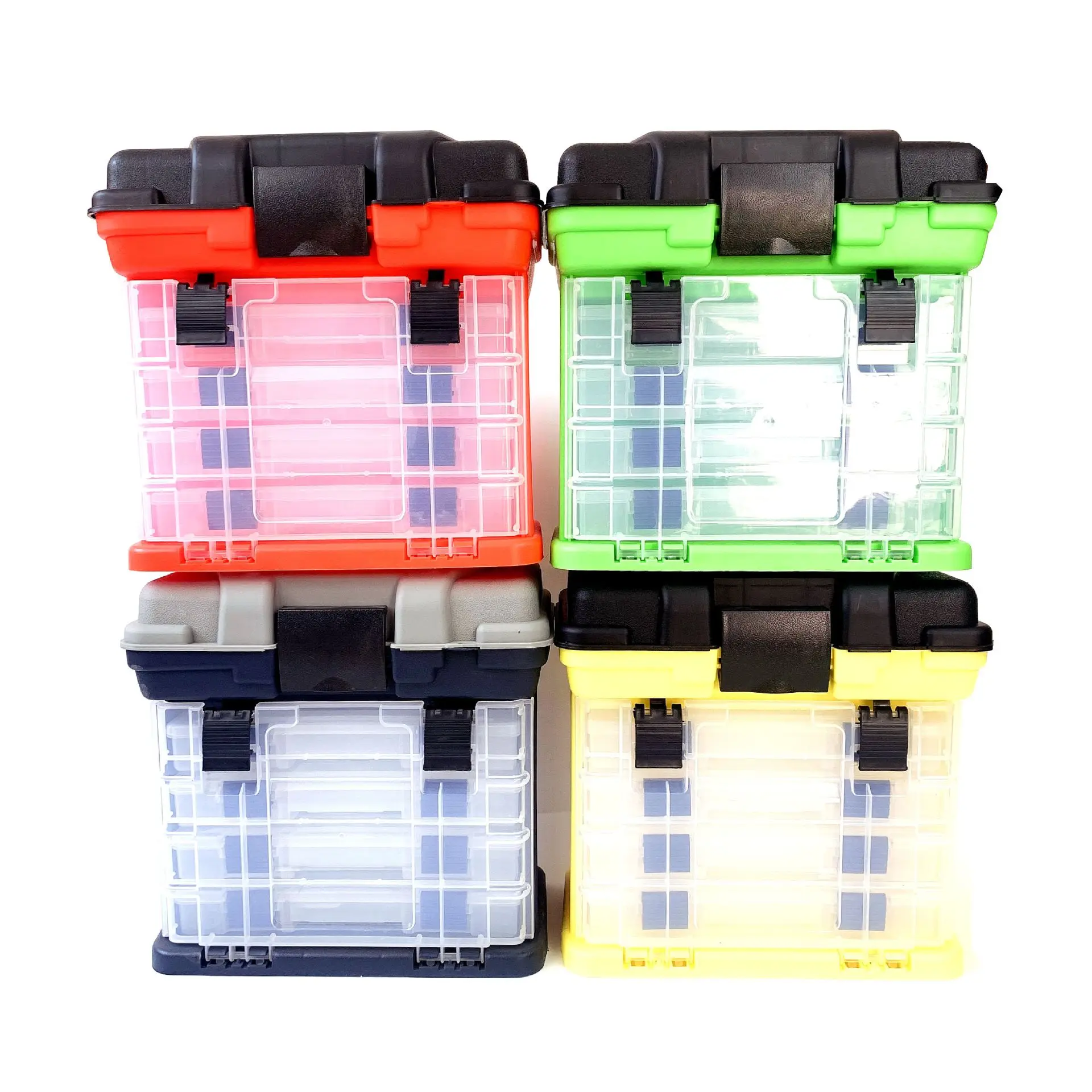 Portable Hardware Storage Box 4-layer Parts Plastic Tool Box Outdoor Toolbox for Repair Fishing Accessories Tool Case