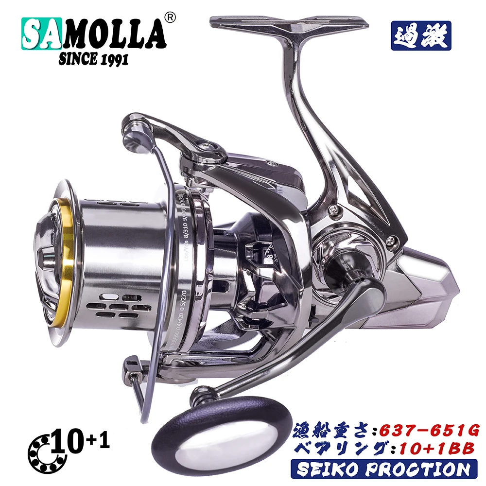 

2021 Full Metal Fishing Reel Spinning 10+1BB 8000-12000 Accessories Pesca Accesorios Mar Carretilha Carp Moulinet Max Drag 25kg