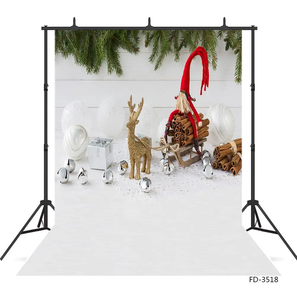 Fondo de fotografía de vinilo para estudio fotográfico, telón de fondo con diseño navideño de ciervo y pino, utilería para sesión de fotos