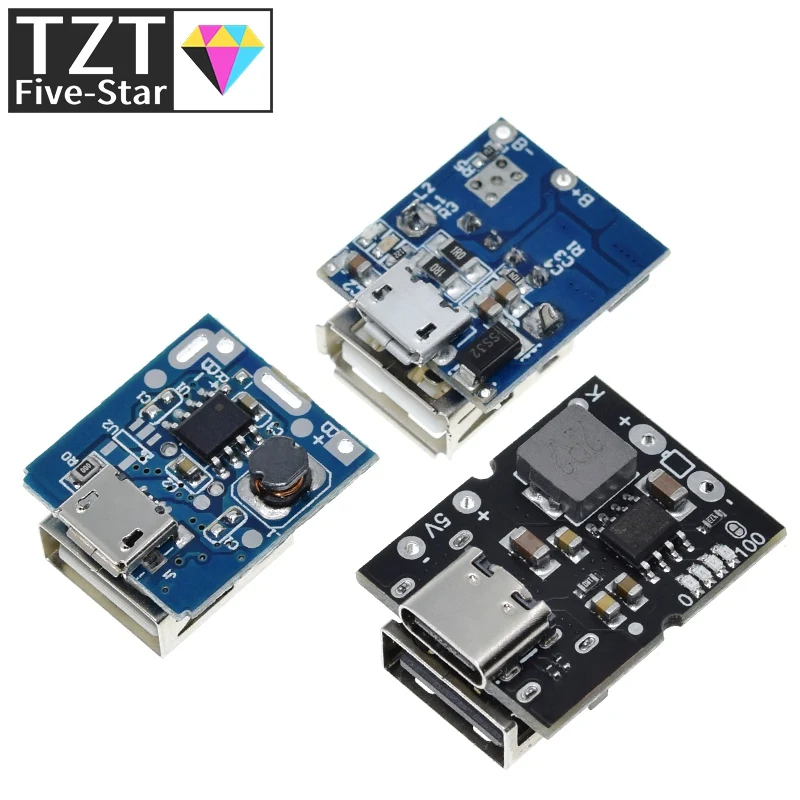 TZT Typ-C / Micro USB 5V 1A 2A Boost Converter Step-Up Power Modul Mobile Power Bank Zubehör mit Schutz LED Anzeige – Detail 2