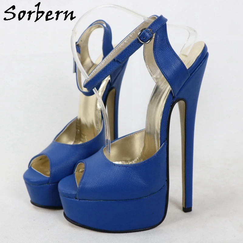 Sorbern 20Cm sandali in vera pelle cinturini incrociati con cinturino alla caviglia scarpe da donna punta aperta cinturino alla caviglia tacchi da