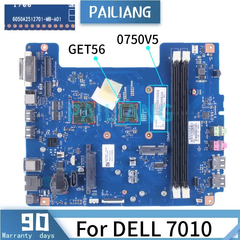 

For DELL 7010 GET56 Laptop Motherboard 0750V5 6050A2512701 DDR3 Notebook Mainboard