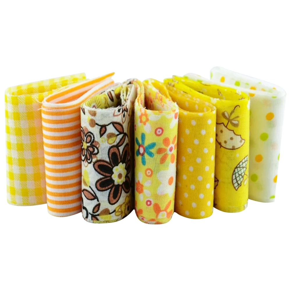 Booksew 7pcs/lot 5cm x 100cm Jelly Roll Gold Yellow Sets Patchwork Crafts 100% cotton Tildas Quilting Fabric Bundle Textile