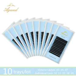 10PCS Russian Volume Eyelash Extension Korea Silk Individual False  Eyelashes Extension Faux Mink for Make Up Professionals