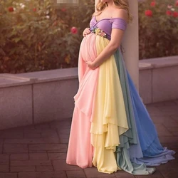 Off The Shoulder Pregnant Evening Dresses Real Photos Women Maternity Dress Sexy Maxi Color Party Gown robe de soiree