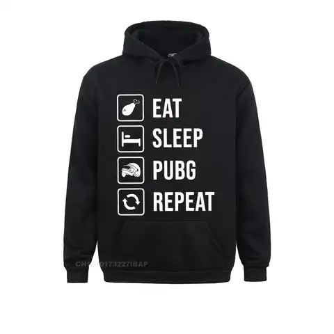 Eat Sleep PUBG Repeat Harajuku Hoodies Winner Winner Chicken Dinner Long Sleeve High Quality Cotton Clothing Tops Man