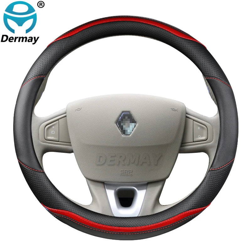 

Для Renault Scenic 2 3 Чехол рулевого колеса автомобиля кожа из микрофибры + автомобильные аксессуары из углеродного волокна