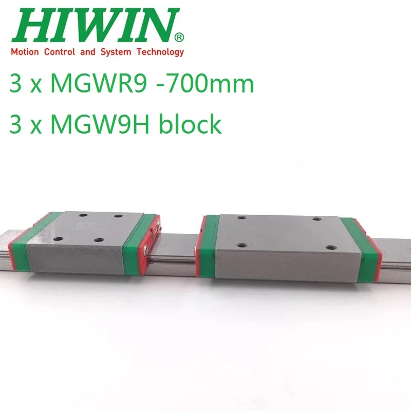 

3pcs Hiwin linear rail MGWR9-700 mm + 3pcs MGW9H block for cnc